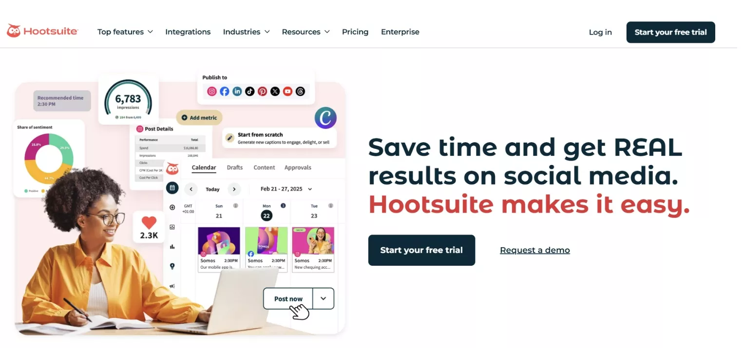 интерфейс Hootsuite