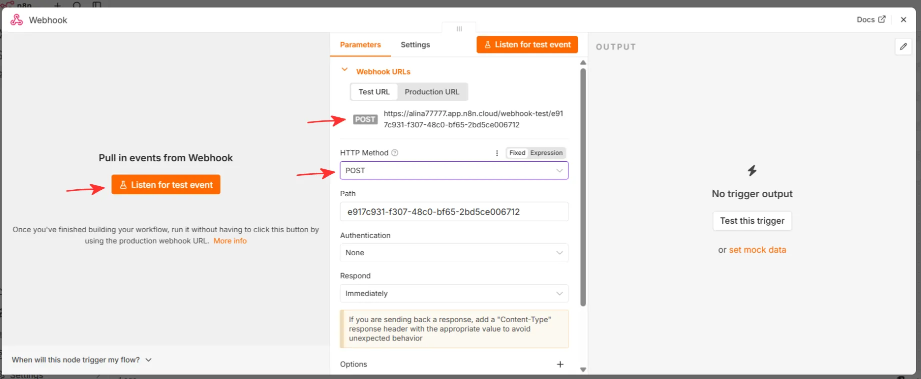 В настройках Webhook устанавливаем В настройках Webhook устанавливаем