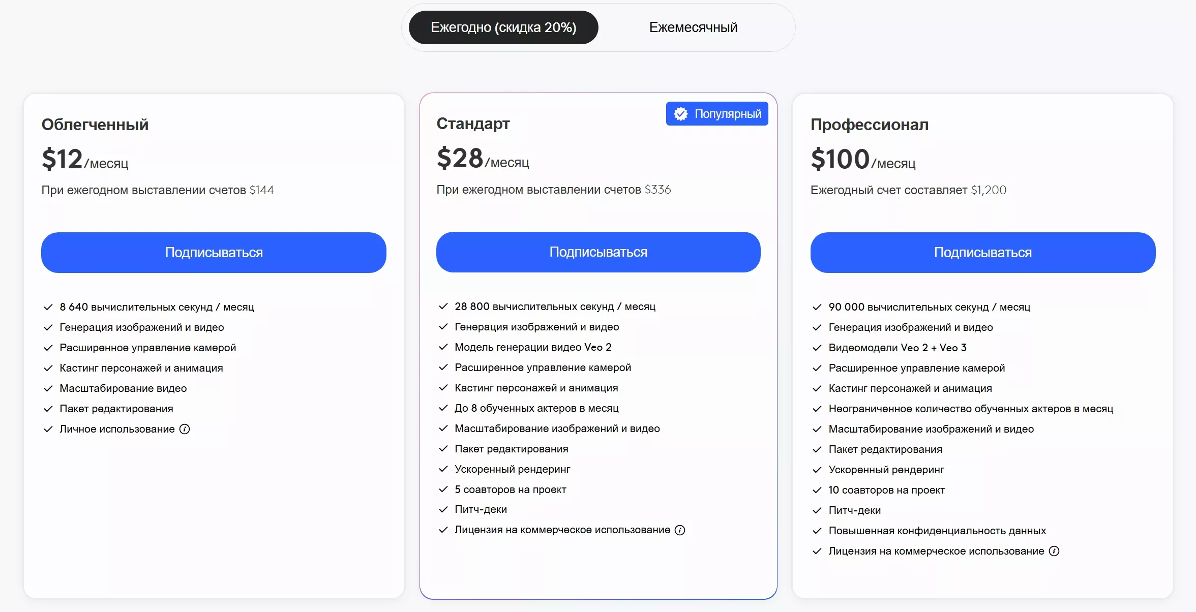 Тарифы в нейросети LTX video Тарифы в нейросети LTX video
