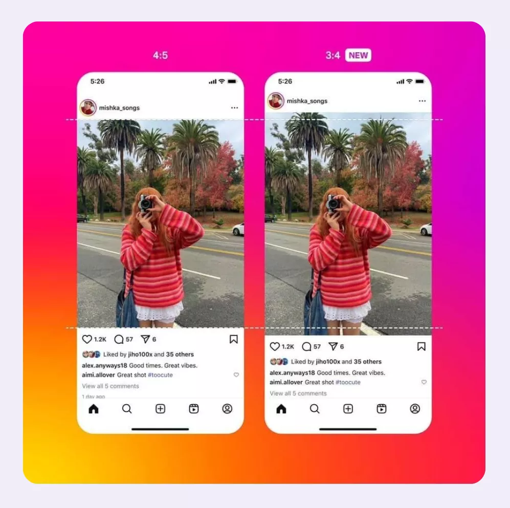 Instagram внедрил поддержку формата 3:4 (1080 × 1440) Instagram внедрил поддержку формата 3:4 (1080 × 1440)